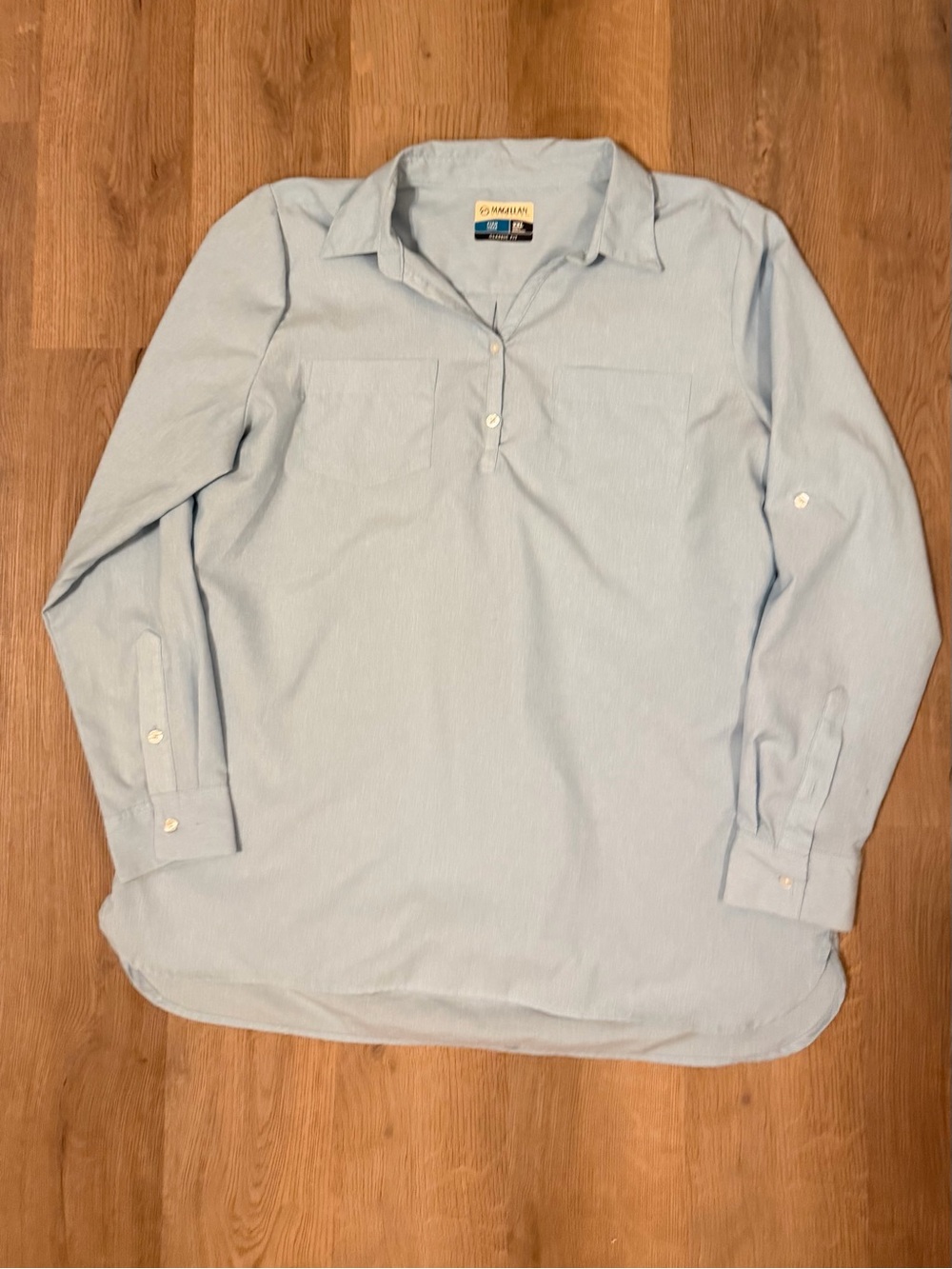 Magellan Fish Gear Light Blue Fishing Shirt XXL Classic Fit Pullover